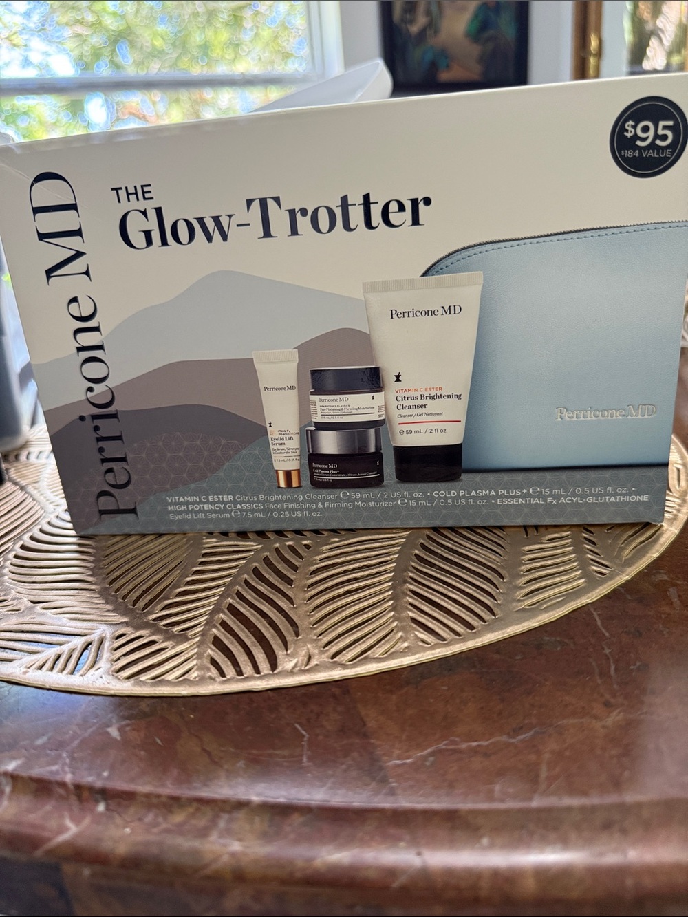 Perricone MD Glow-Trotter Skincare Set — Light Blue Pouch